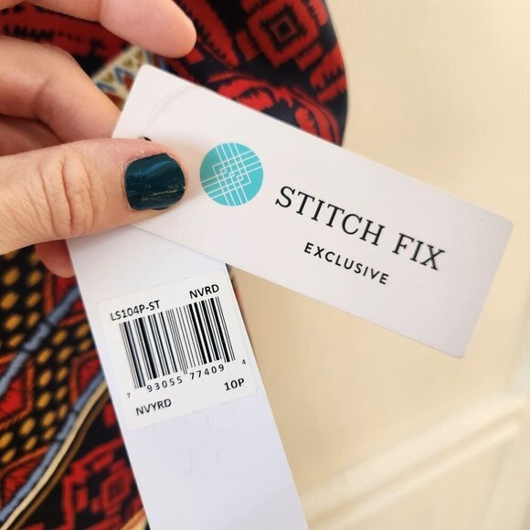 NWT Wisp Stitch Fix Gloria Ponte Knit Geometric Colorful Shift Dress Petite 10 - Picture 6 of 10